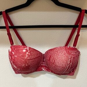 French Cup red and white bra, size 38D, new with tags